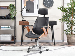 Kontorlænestol valnød/sort kromben FRANK