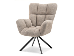 Boucle-lænestol med beige/sorte ben KIRA