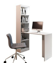 Reol med skrivebord hvid B-1