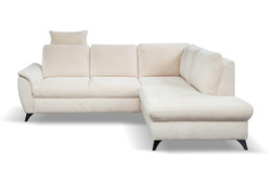 Beige hjørnesofa med sovefunktion højre GENEVA