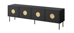 Elegant sort TV bænk 200 cm 4 døre PALAZZO