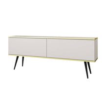 Hvid tv bænk 135 cm, sorte ben ORO