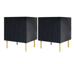 Sort sengebord med gyldne ben 2 stk JUNGLE