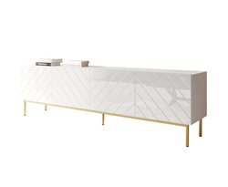 Hvid Tv bænk 200 cm guld ben ABETO