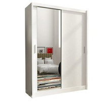 Billig garderobeskab med spejl hvid 150 cm MAI