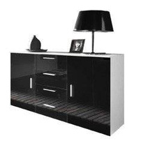 UNI højglans kommode sort og hvid