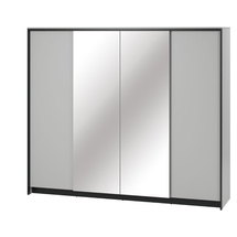 4 dørs garderobe grå med spejl GRIS