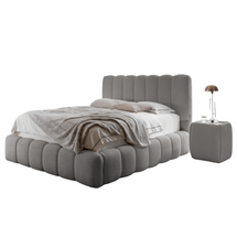 Moderne seng med beholder til sengetøj 180x200 cm grå OVO