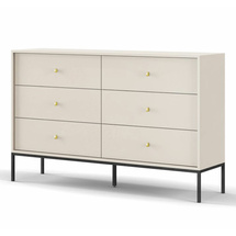 Beige kommode med 6 skuffer MONO