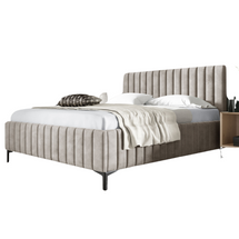 Grå velour seng med opbevaring 140x200 MILETTO