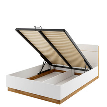 Seng med opbevaring 140x200 hvid/eg DENTRO