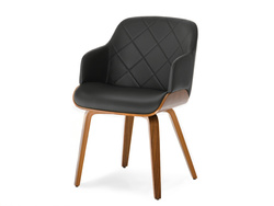 Læderstol med ben i sort valnød SAMBOR