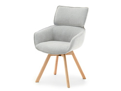 Grå stol med egetræsben DORIAN