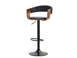 Velour hocker sort/valnød sort ben ROTTO