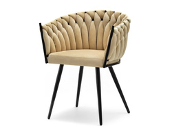 Perlevelourstol med sorte ben ROSA