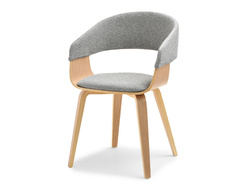 Boucle-stol med ben af grå eg ROBIN