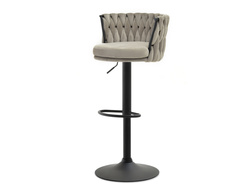 Beige velour hocker med sorte ben ASTER