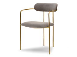 Beige velourstol med gyldne ben MALAGA