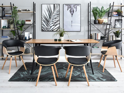 Stol i valnød med sorte ben ELINA