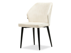 Velourstol creme med sorte ben GASPAR