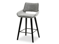 Hocker boucle sort/grå sorte ben GRACE