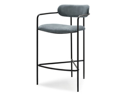 Grå velour hocker/sorte ben VIDAL