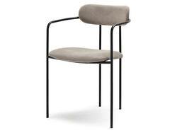 Velourstol beige med sorte ben MALAGA