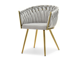 Velourstol med grå guldben ROSA