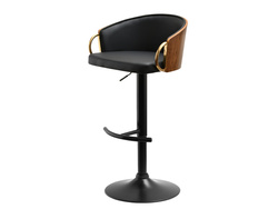 Drejelig hocker sorte ben sort/guld/valnød ELVIRA