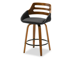 Hocker i valnød, sorte ben, sæde i valnød TORIZ