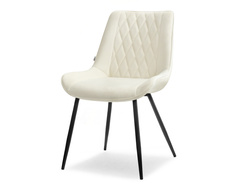 Cremefarvet velourstol med sorte ben ADEL