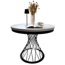 RRundt bord med udtrækkelig bordplade 100-140 cm, sort/hvid GARDINO