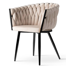 Beige velour stol ROSEMARY BLACK