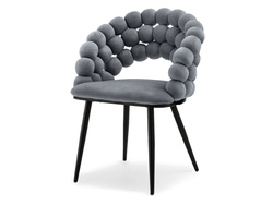 Velourstol med grå, sorte ben LUCY