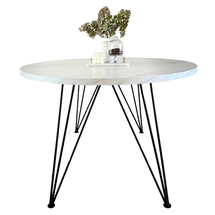 Rundt spisebord 100/180 cm marmor/sort TIAGO