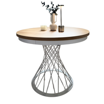 Foldbart rundt bord, 100-140 cm, hvid/hickory eg GARDINO