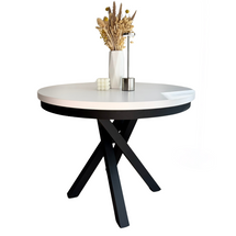 Rund udtræksbord, diameter 100 cm, sort/hvid PASCAL