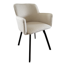 Lys beige spisestuestol i bouclé-stof, BIANCA