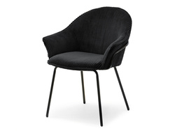 Fløjlsstol sort sæde sorte ben VIVIEN
