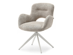 Beige drejestol med armlæn og grå ben MILET