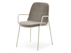 Fløjlsstol mørk beige/beige ben ULRIK