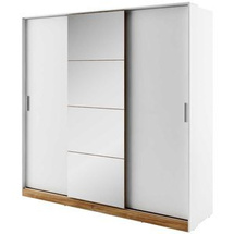 Garderobe med skydedøre og spejl 220 cm hvid / eg Dentro