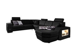 Stor hjørnesofa med sovefunktion sort venstre NAPOLI