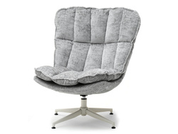 Cremefarvet polstret lænestol med grå ben JASPER