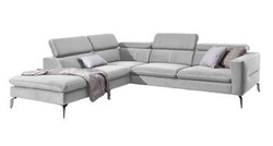 Velour hjørnesofa lysegrå venstre Arezza