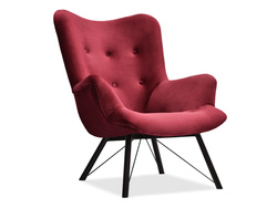 Rødbrun velourlænestol med sorte ben DALTON