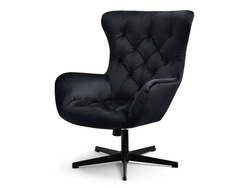 Velourlænestol sort/sorte ben ARON