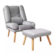 Lenestol med fotskammel justerbar lys grå Lila