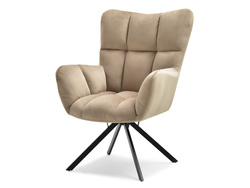 Beige velourlænestol med sorte ben KIRA