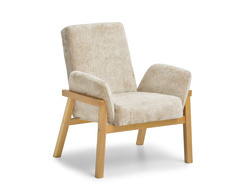 Velour-lænestol med ben af beige eg LAO